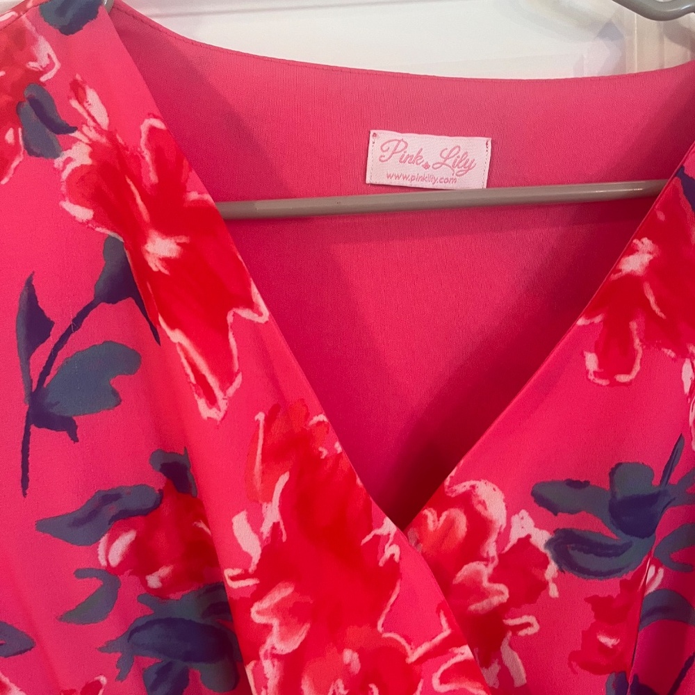 Maxi floral dress, pink women’s dress - Picture 3 of 4